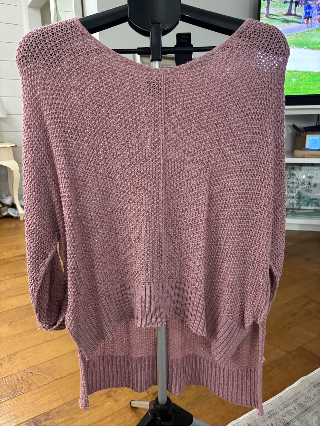 Eesome Mauve Open-Knit Scoop Neck Sweater